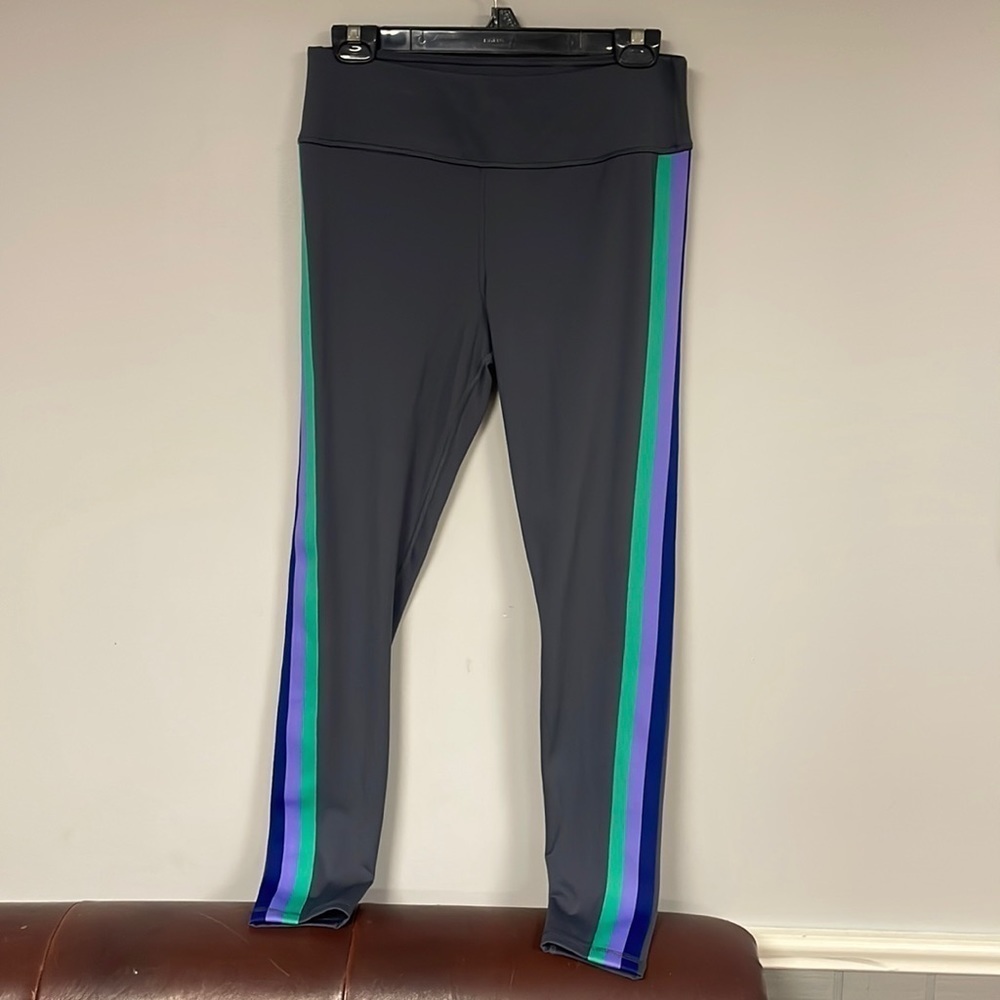 Avia Workout / athletic Pants Size L 12-14, Grey with colored stripes down sides